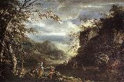 ROSA, Salvator River Landscape with Apollo and the Cumean Sibyl  gq oil